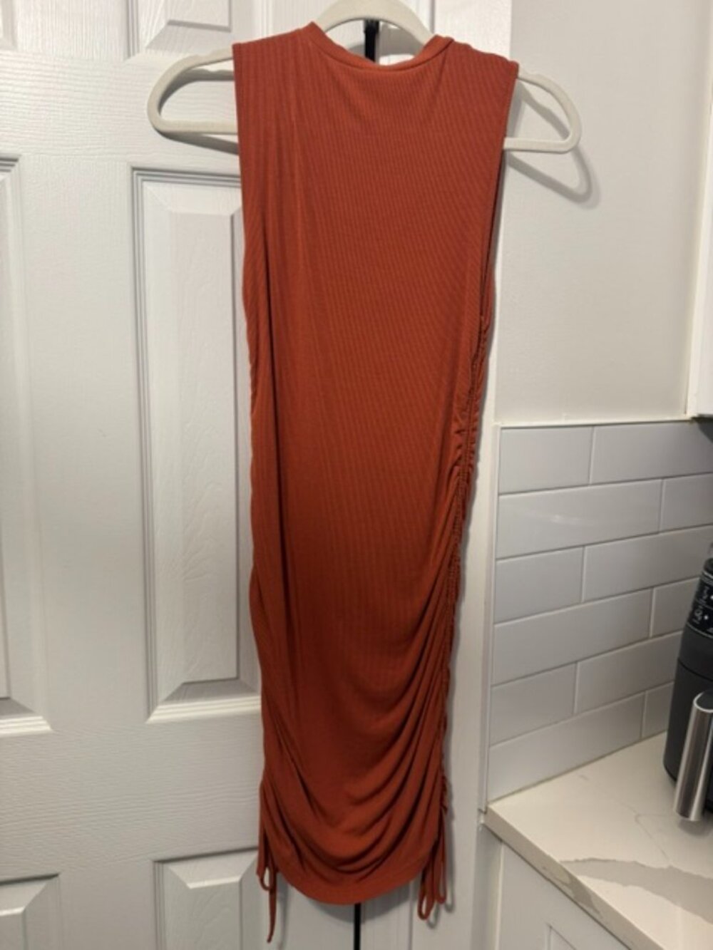 Cotton dress with ruched sides